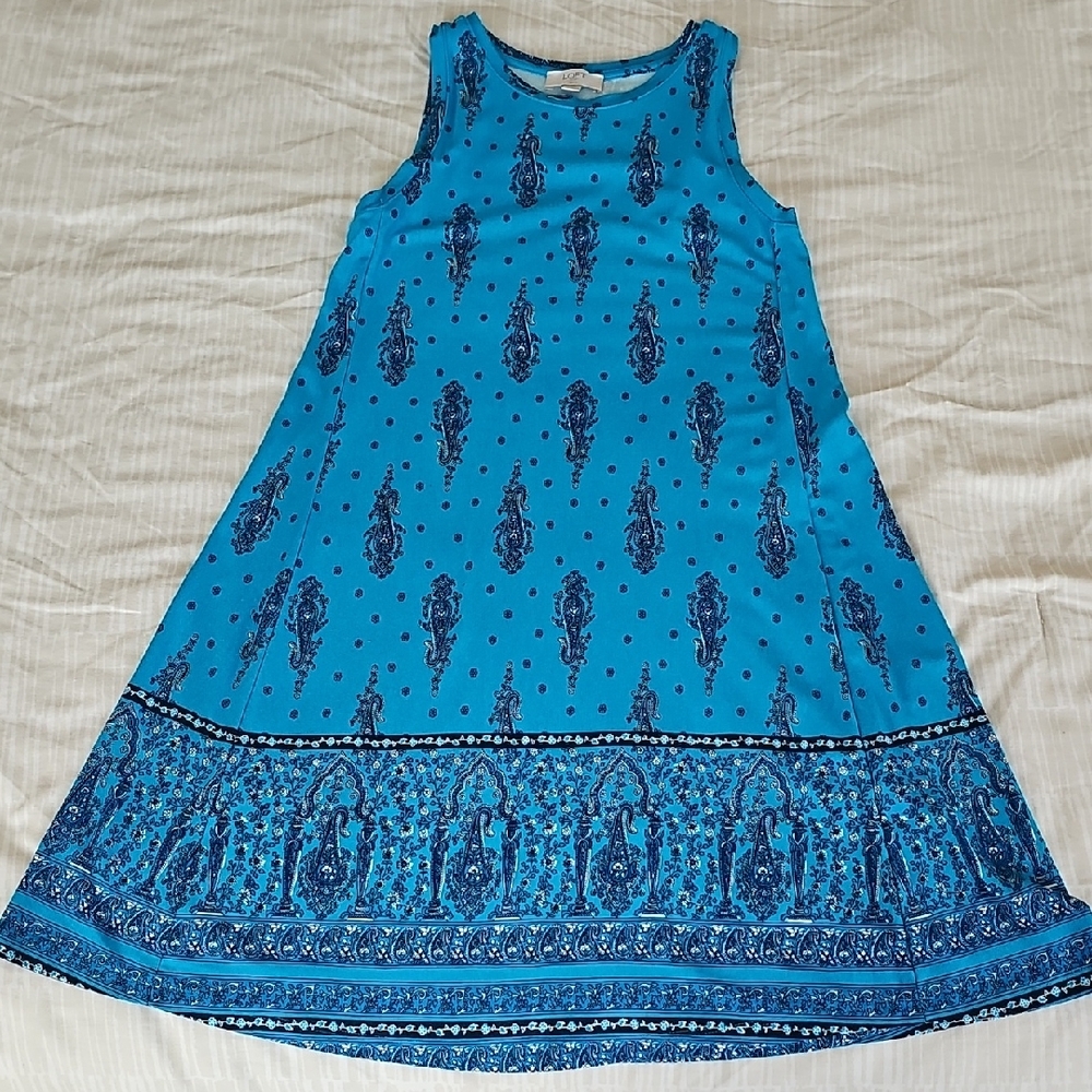 Loft Petite Aqua Blue Paisley Tank Dress